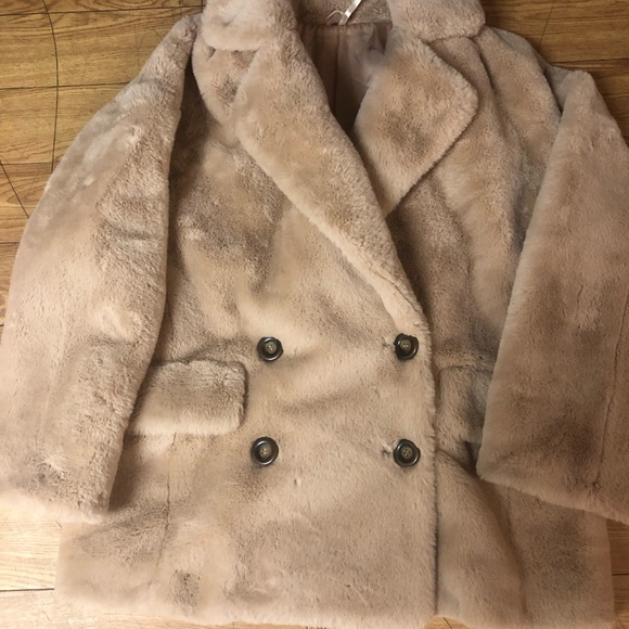 Free people Kate faux fur coat jacket in apricot.size s/p - Picture 7 of 10